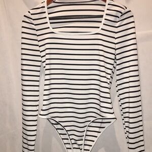 Striped Black And White Bodysuit | Size M